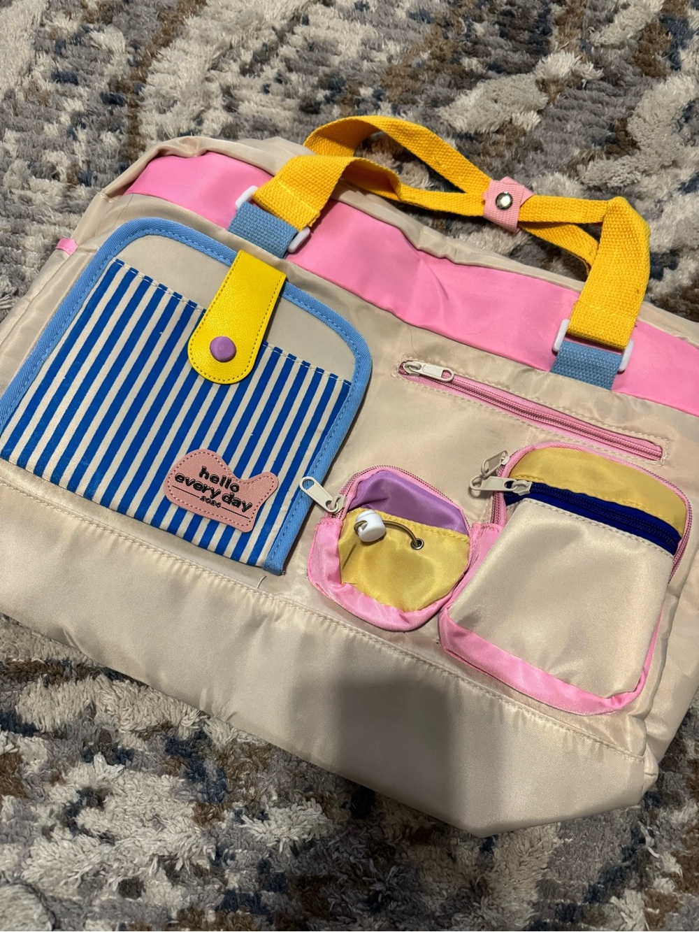 Kids Colorblock Travel Duffel Bag - Or Diaper Bag Pink & Yellow Brand New.